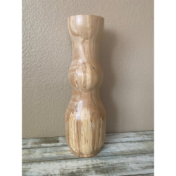 “Vintage Handcrafted Wooden 13" Candlestick Holder – Signed by Harry Stewart” - Picture 8 of 11